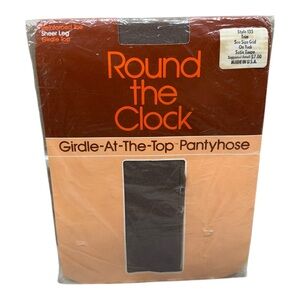 Round The Clock Girdle At The Top Pantyhose B Satin Taupe Reinforced Toe 135
